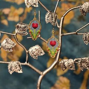 Handcrafted Spring Tulip Multicolor Beaded Earrings